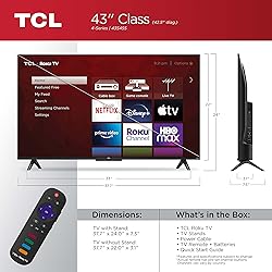 TCL 43" Class 4-Series 4K UHD HDR Smart Roku TV