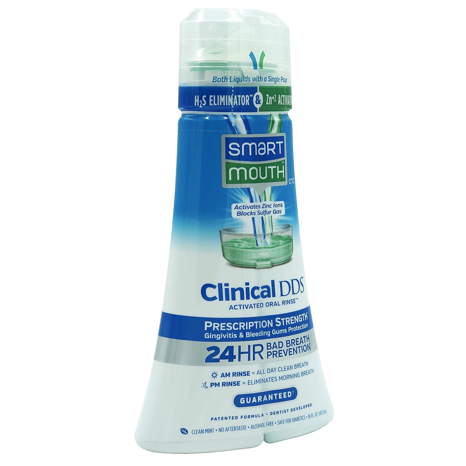 SmartMouth Clinical DDS Oral Rinse for the Treatment of Bad Breath and Protection From Gingivitis and Gum Disease, 16 oz, 2 pack : Beauty