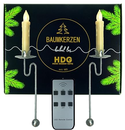 Baumkerzen kabellos - 6er Set LED Kerzen mit Fernbedienung und Metall Pendelhalter | Balancehalter Silber im Set mit Baumkerz