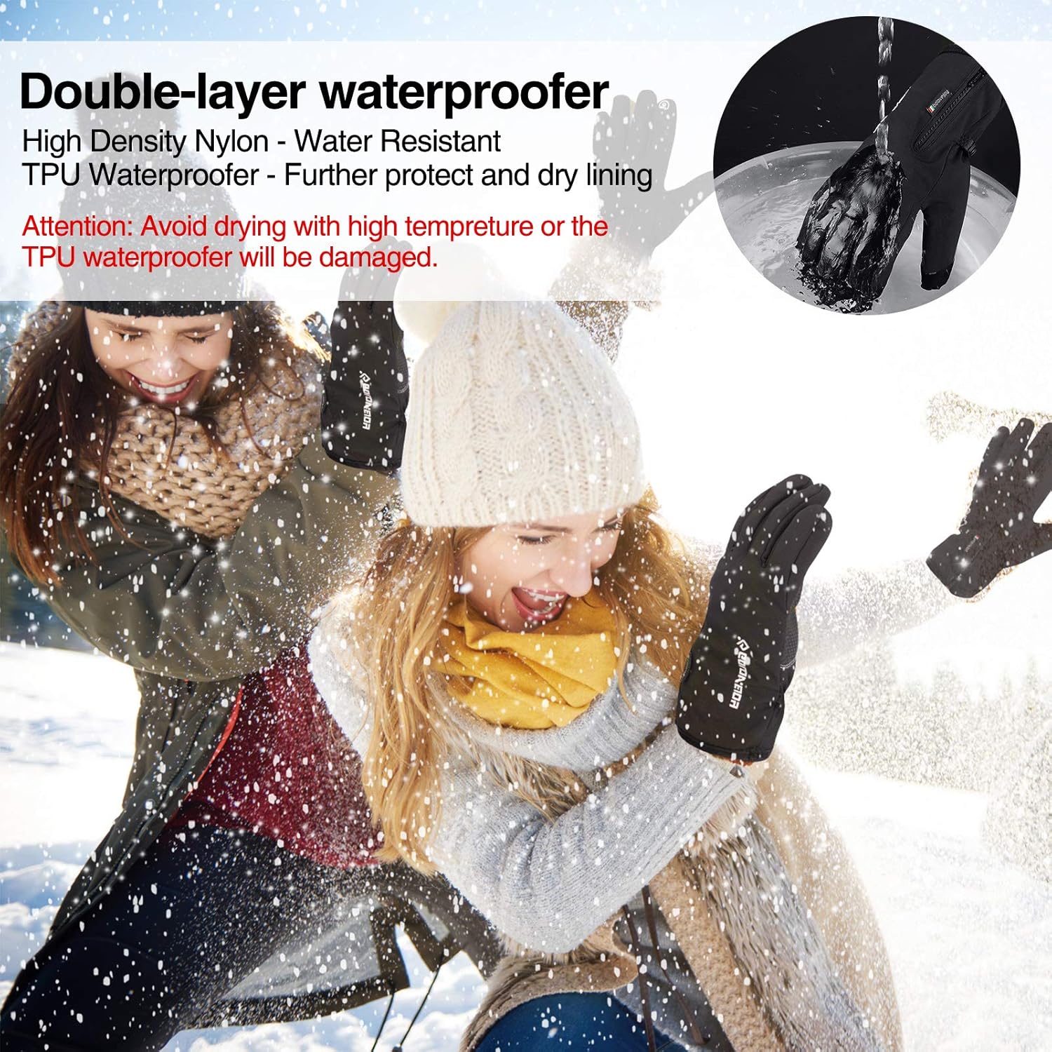 -30℉ Waterproof Winter Gloves for Men Women 10 Touch Screen Finger for Ski Snow: Clothing