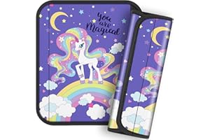Akkya 2 Pack Seat Belt Cover Pad, Unicorn Seatbelt Cushion Car Seat Strap Pads for Kids Cute Carseat Stroller Shoulder Strap Protector Accessories(Rainbow)