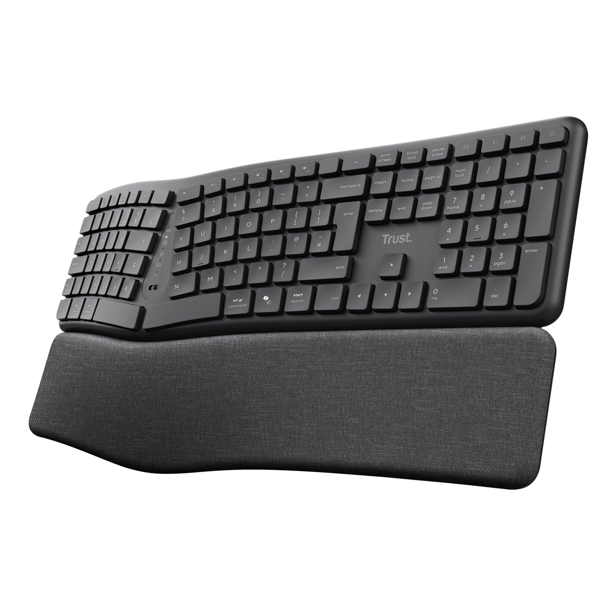 Trust Arvia Silent Wireless Ergonomic Keyboard showing split layout design