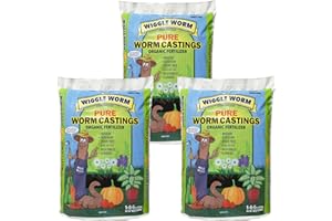 Wiggle Worm 100% Pure Organic Worm Castings Fertilizer, 30-Pounds (3 Pack) - Improves Soil Fertility and Aeration for Houseplants, Vegetables, Gardens, and More – OMRI-Listed and Mineral-Dense