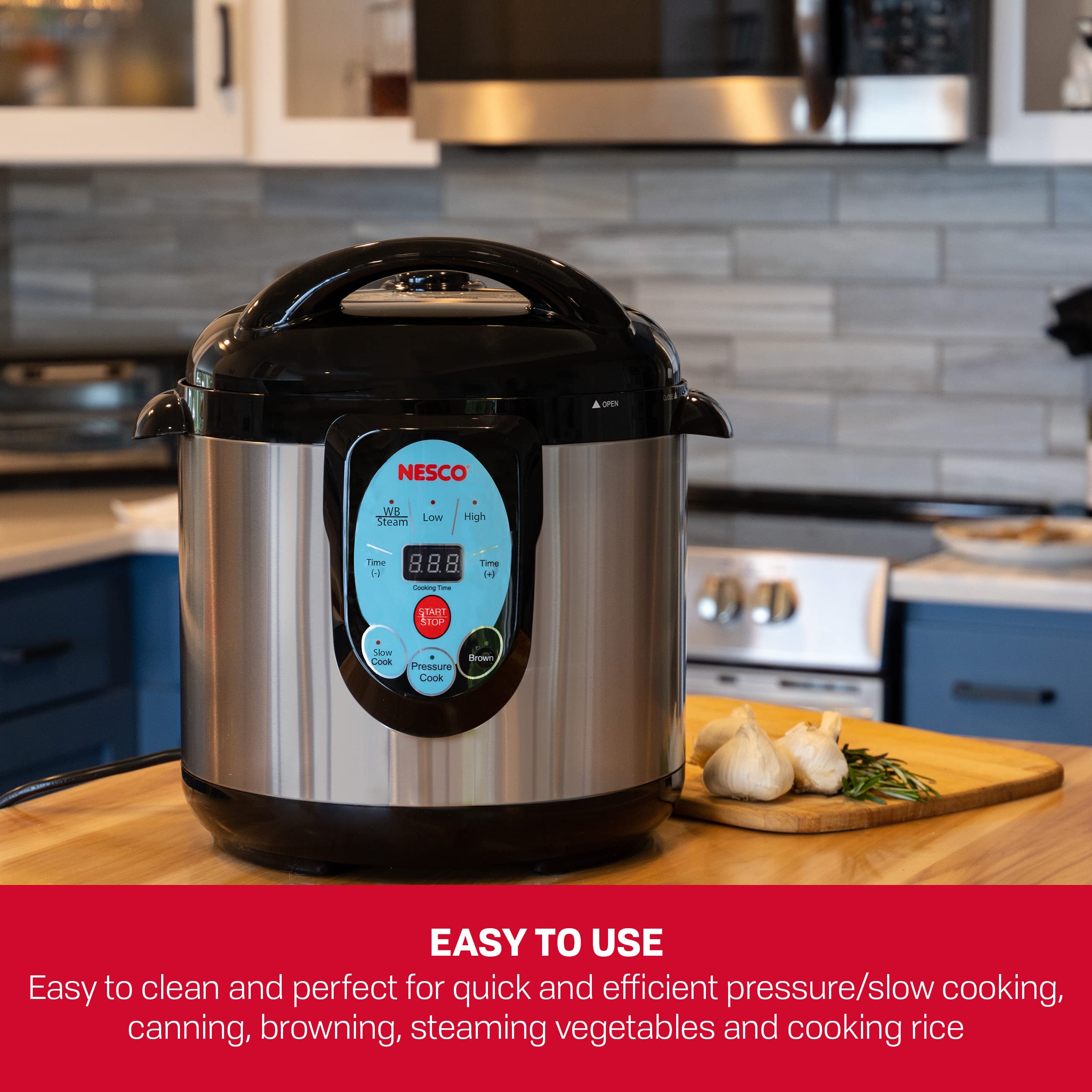 Nesco NPC-9 Smart Electric Pressure Cooker and Canner, Stainless Steel, 9.5 Qt