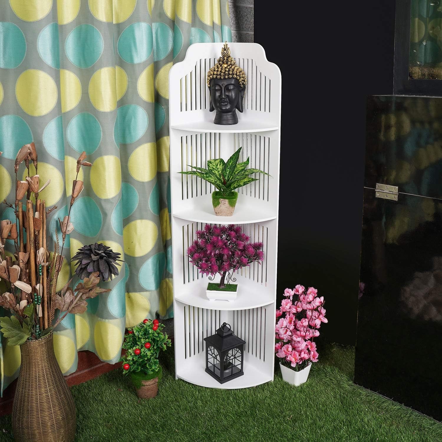 Ss Arts Wood Plastic Wall Corner Standing Storage Shelf Rack (22 cm X