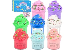 SHAOSHUIHU 8 Pack Butter Slime Kit,Cute Toys and Stickers,Super Soft and Non-Sticky, Party Favors and Stress Relief Toy for Girls and Boys,DIY Slime Toy for Kids. Easter Basket Stuffers