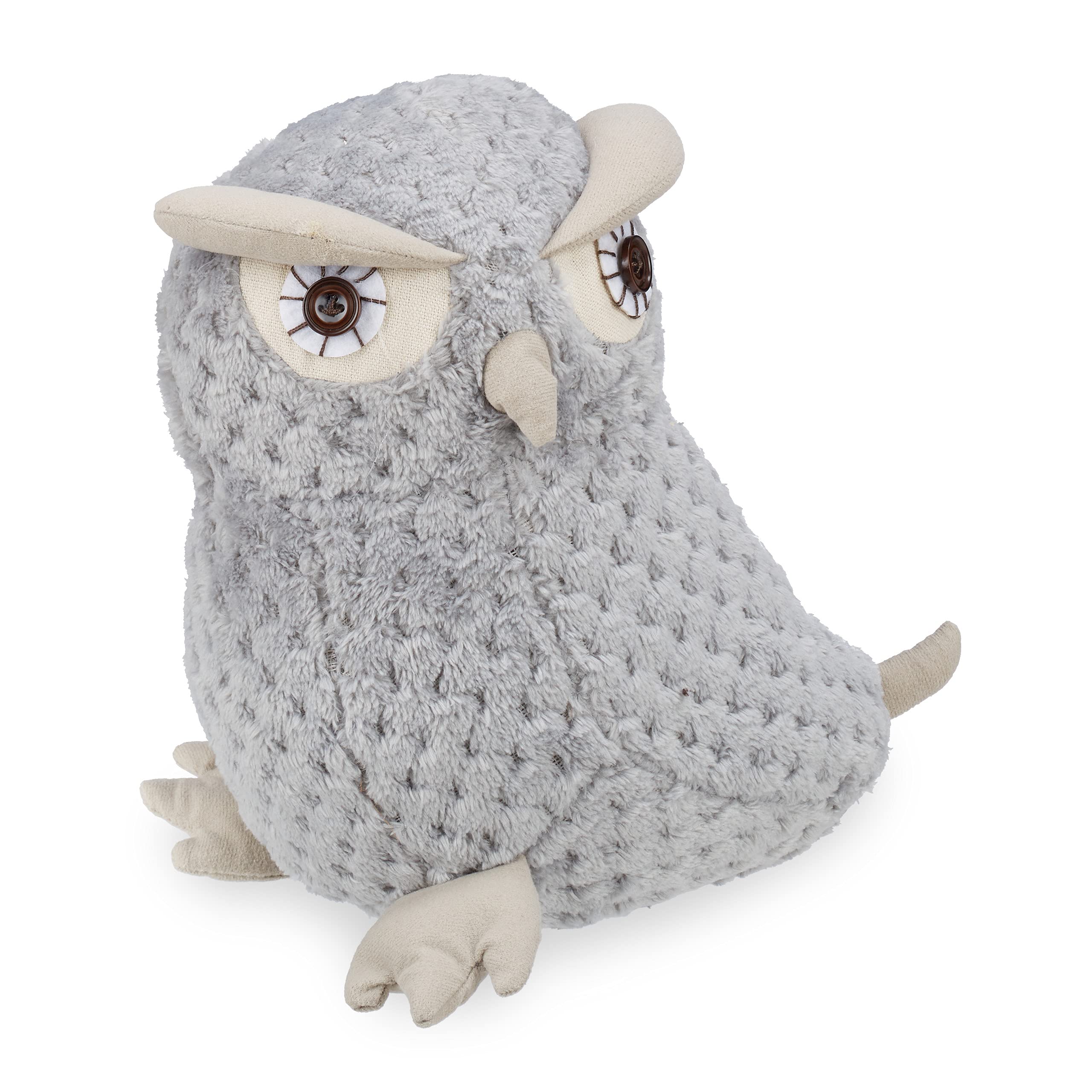 Relaxdays owl door stop, decorative door wedge, doorstopper for the floor, sand filling, flexible stopper, grey