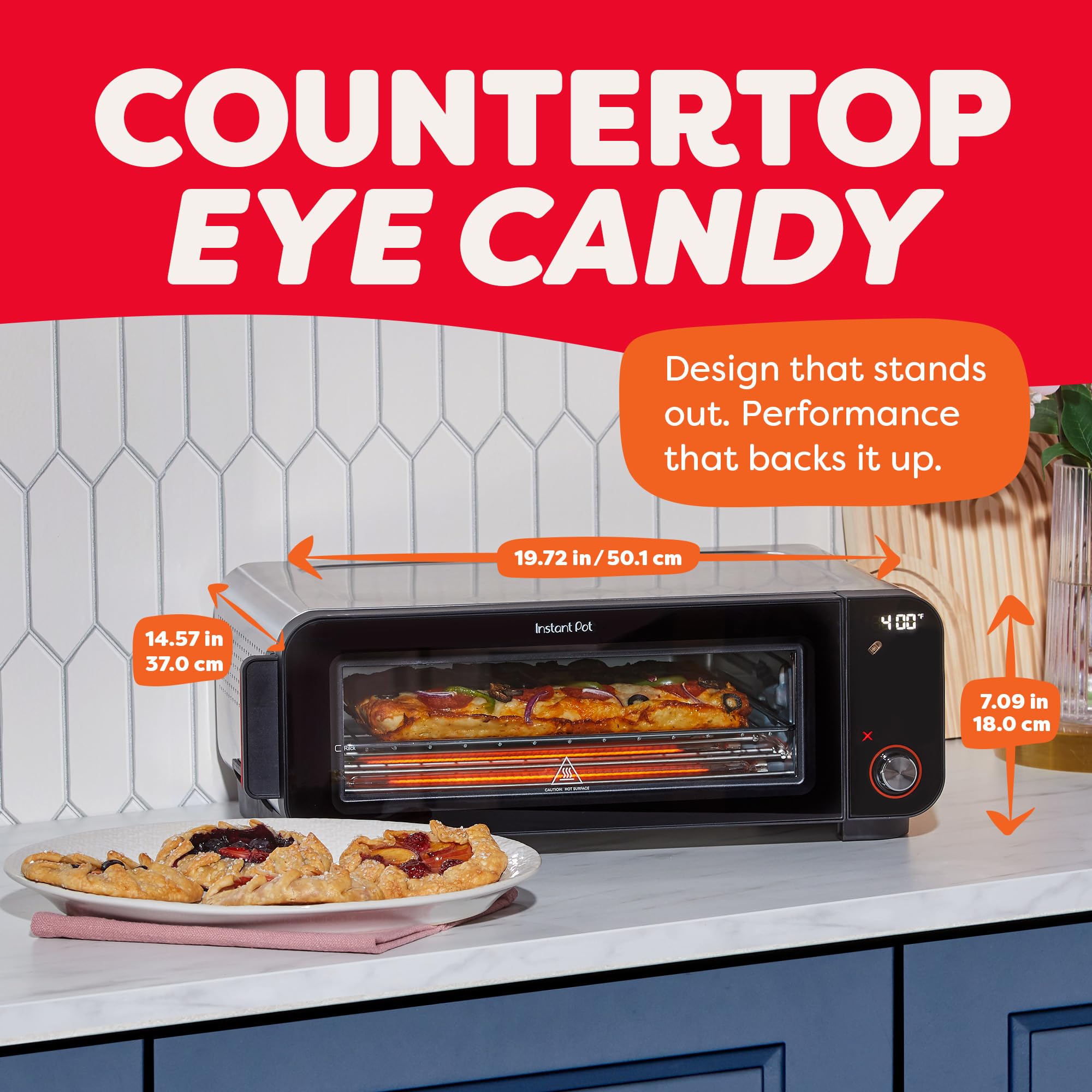 Instant Pot No Preheat Required* 6-in-1 Pizza and Toaster Oven with InstantHeat Technology, Fits a 12