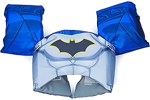 SwimWays DC Batman Swim Trainer, US Coast Guard Approved Life Vest Kids Swim Vest, Arm Floaties & Life Jackets for Kids 33-55