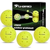 U-BRIO Pro-Grade 40-Hole One-Piece Outdoor Pickleball Balls 3/4/12 Pack - Pro-Player Tested with Wind-Resistant Design, High-Visibility & 300+ Hit Durability for Competitive Play