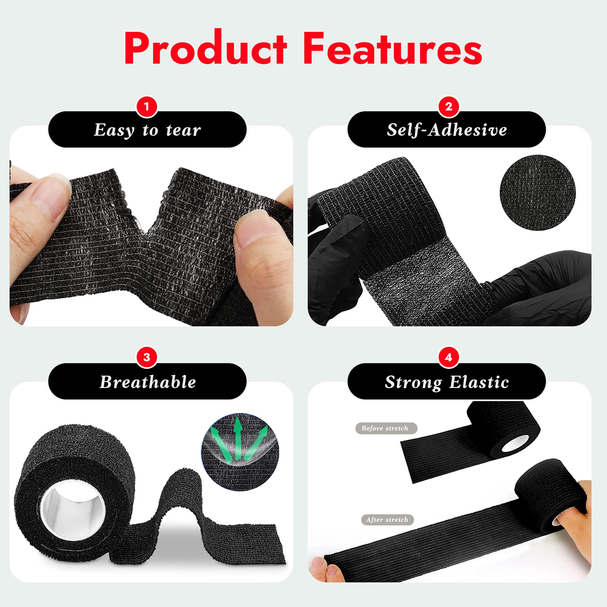 200PCS Pen Covers with 6PCS Grip Tape - SOTICA Machine Wrap Cover Black Pen Bags Pen Sleeves Machine Sleeves with Black Grip Wrap Self-Adherent Tape Plastic Covers
