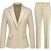 TRONSTORE Women's Suit 2 Piece Set Business Pants Suit for Women Pinstripe Houndstooth Blazer