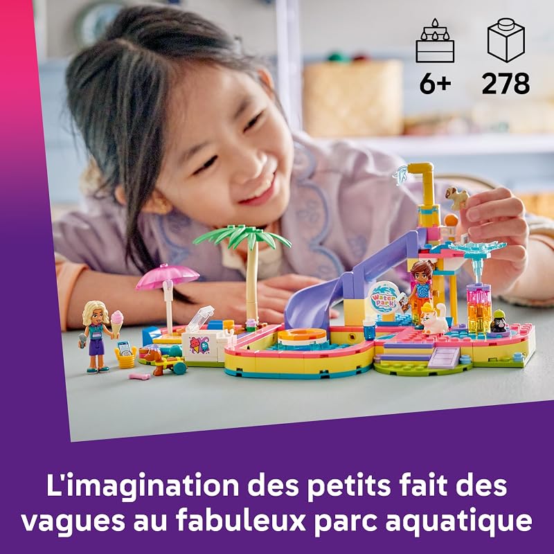 Friends Une Fabuleuse Journée au Parc Aquatique - Jouet Miniature avec Toboggan, 2 Mini-Poupées, 4 Figurines d'animaux & Accessoires pour Mascottes - Cadeau d'anniversaire pour Fille 6 Ans 42676 — photo 2 sur 8