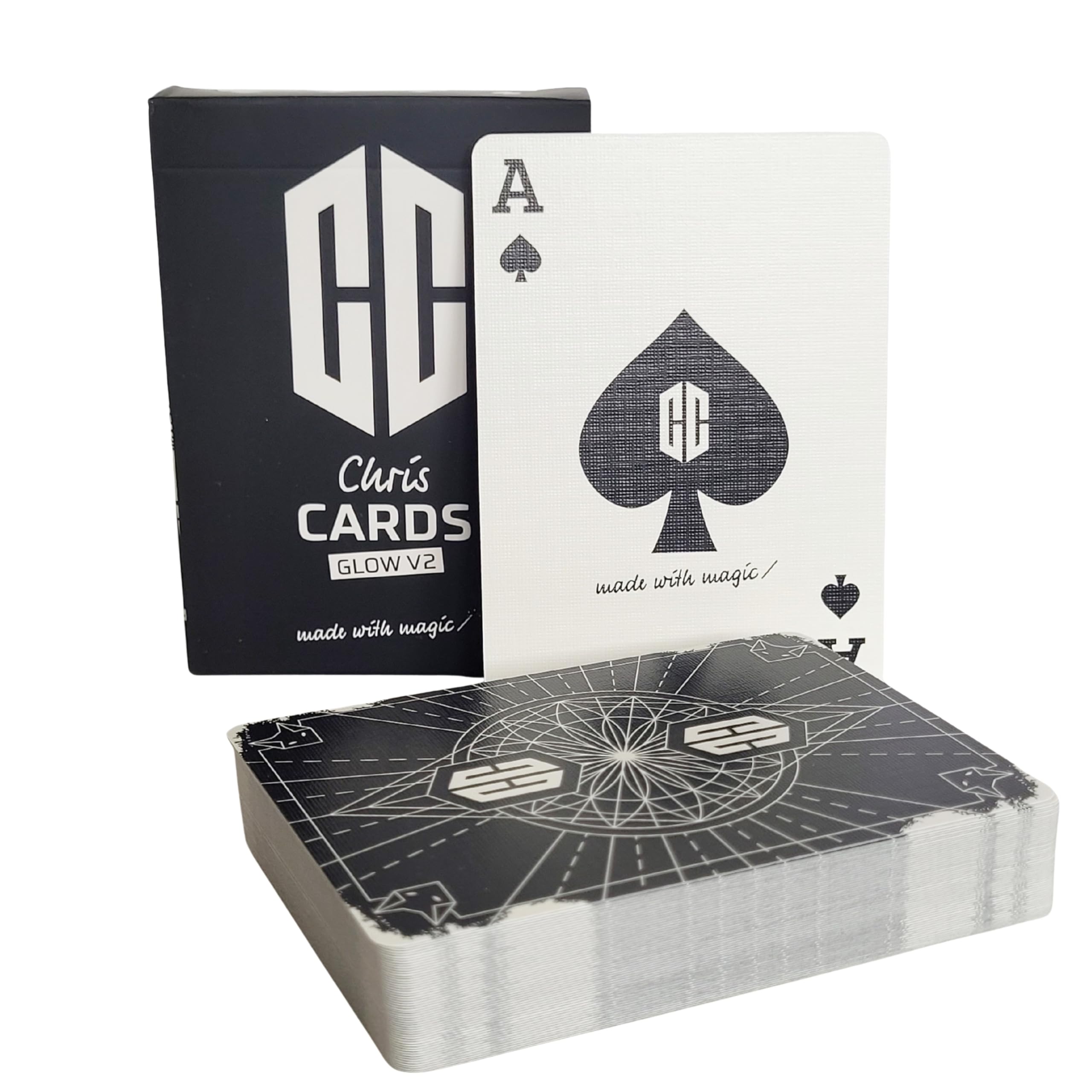 CC Chris Cards Glow V2 - Chris Cards Glow Effect Card Game, 54 Cards plus Gaff, Limited to 1000, Symmetrical Design for Cardistry & Magic Tricks