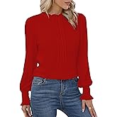 Blooming Jelly Womens Dressy Casual Tops Long Sleeve Shirts Mock Neck Business Work Blouse Fall Clothes 2023