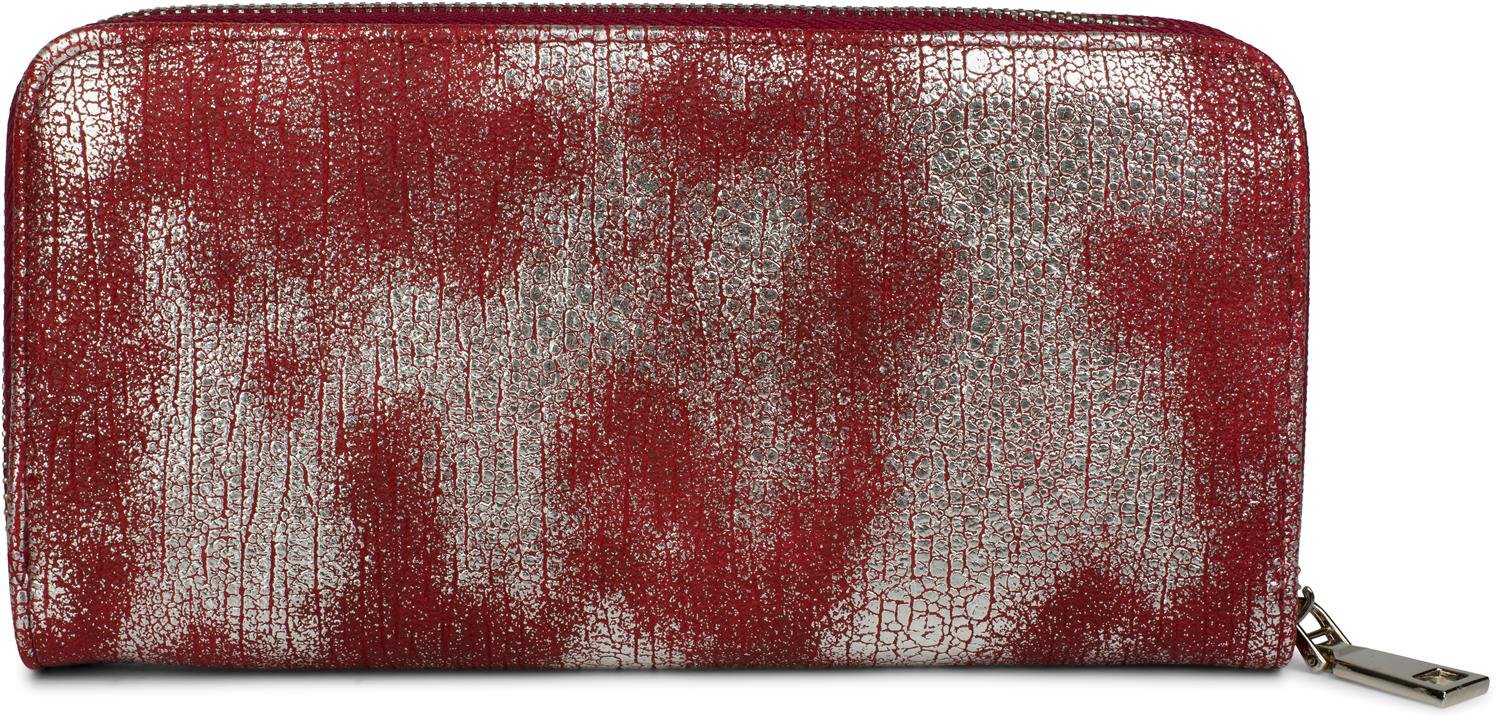 styleBREAKER Purse with Grained Surface in Antique Metallic Look, All-Round Zipper, Purse, Women 02040091, Color:Bordeaux-Rot/Silber