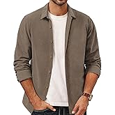 PJ PAUL JONES Mens Corduroy Button Down Shirt Jacket Casual Long Sleeve Shacket Lightweight Textured Untucked Shirts