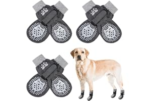 SCENEREAL 6Pcs Anti Slip Dog Socks to Prevent Licking Paws for Hot/Cold Pavement, Dog Grippy Socks for Hardwood Floors, Dog Shoes for Boots & Paw Protectors for Puppy Small Medium Large Senior Dogs