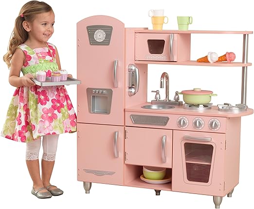 KidKraft Cocina de Juguete Vintage de Madera, Color Rosa: KidKraft