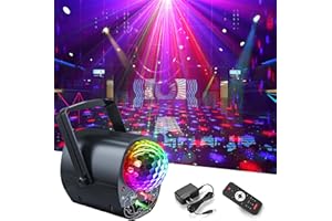 LOAIDU Party Lights,LED Stage Lights, RGB Disco Ball Sound Activated Remote Control DJ Light Strobe Romantic Pink Light for Christmas Halloween Decorations Karaoke Bar Gift for Birthday Wedding