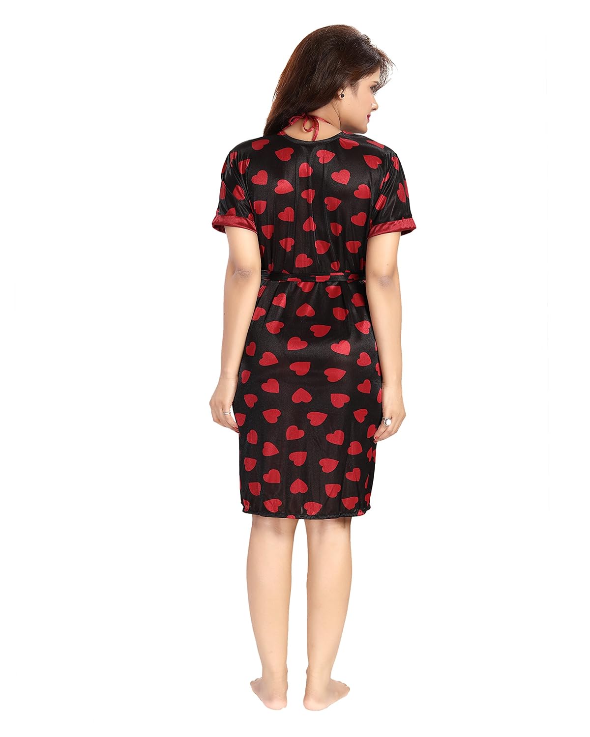 noty women's satin nighty 3 pc set robe/bra/panty