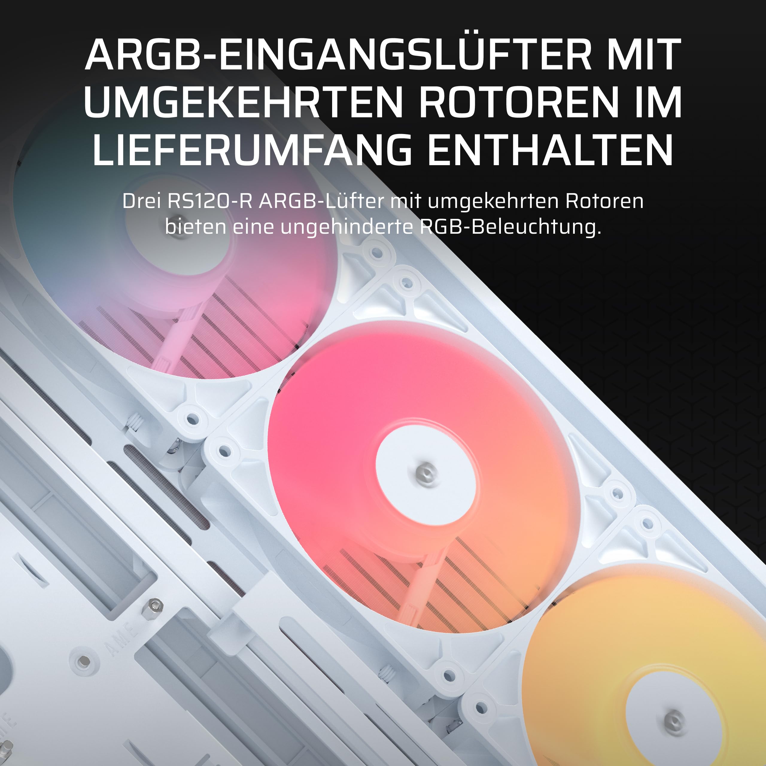 Corsair Frame 4500X RS-R ARGB Panoramaglas Mid-Tower-PC-Gehäuse – InfiniRail Lüftermontagesystem, Passend für Zwei 360 mm Radiatoren, GPU Anti-Sag, Enthält 3X RS120R RGB LINK Lüfter – Weiß 5