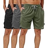 3 Pack Men's 2 In1 Gym Shorts Men with Pockets,Workout Running Shorts with Liner&Towel Loop