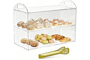 Cityjoy Cupcake Display Case with Handle – 19x 9.5x 11.8″ Commercial Bakery Showcase –Large bread box Transparent Acrylic Food Display for Desserts, Donuts, Cakes, Pastries – Easy to Clean & Assemble