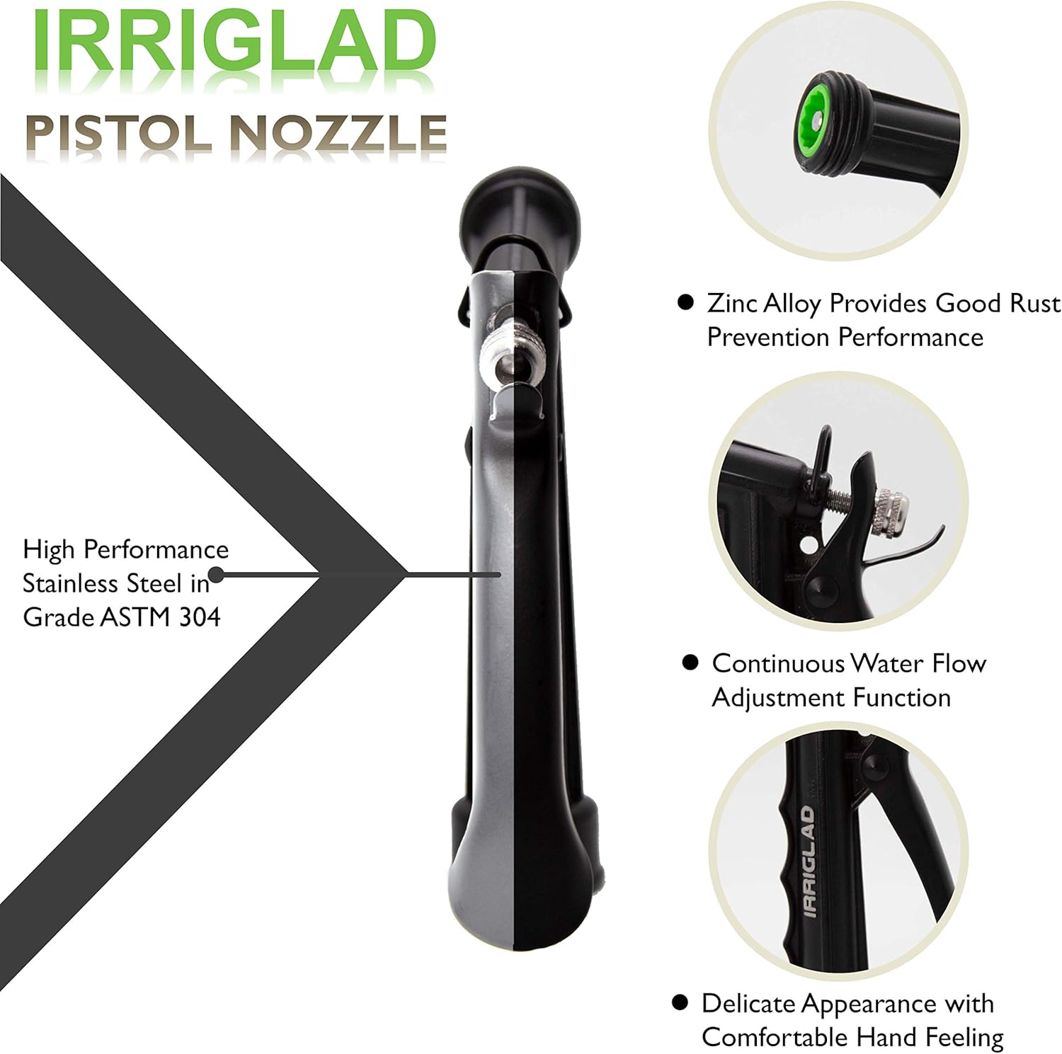 IRRIGLAD Hose Nozzles with More Durable 304 Stainless Steel Flexible 1PC : Garden & Outdoor