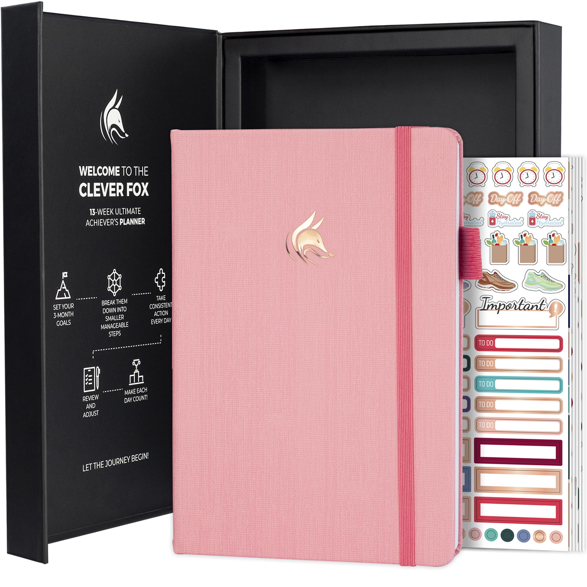 Clever Fox Ultimate Achiever’s Goal Planner - Focus & Productivity 90 Day Journal. Daily Weekly Monthly Planner Organizer & Hourly Schedule Notebook - Undated, Hardcover, A5 Size, Light Pink — image 1