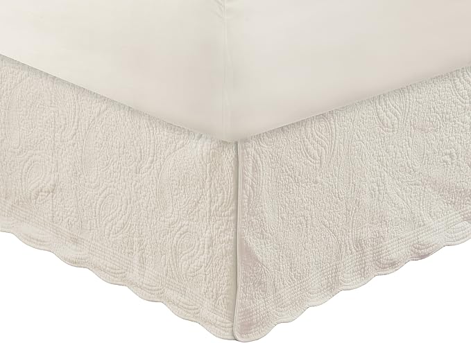 Amazon Com Greenland Home Gl 1710gbkq Paisley Quilted Bed Skirt Ivory Queen Home Kitchen