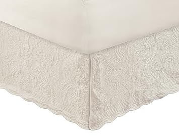 Greenland Home Paisley Quilted Bed Skirt, Ivory, Twin