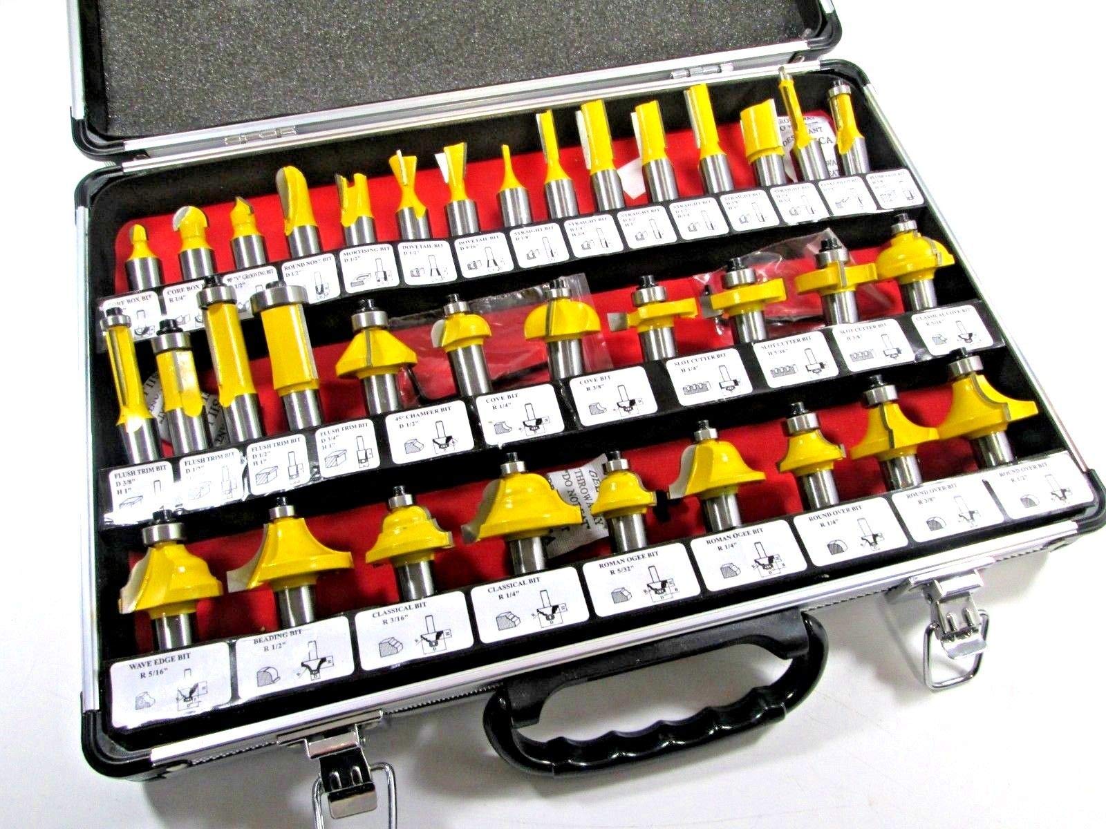 Nielsen Tools CT0550 35-Piece Router Bit Set, 1/2-Inch Shank, TCT Tipped, Compatible with Most Routers, Includes Beading, Chamfer, Flush Trim, Straight, and Cove Bits