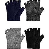 4 Pairs Winter Fingerless Gloves Half Finger Knit Fingerless Gloves for Women Men Warm Stretchy Mittens for Winter