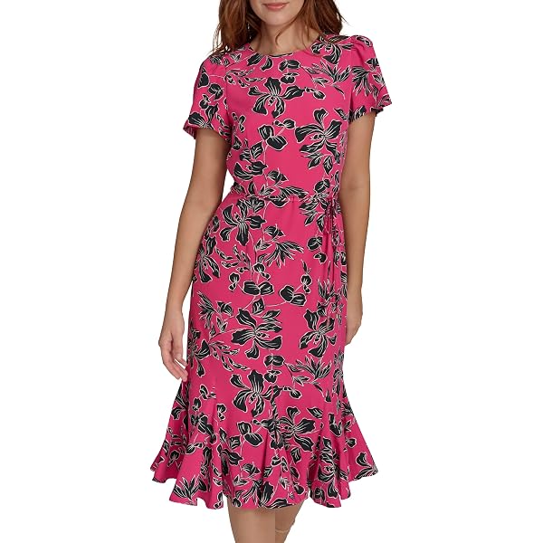 knee length dresses for ladies Tommy Hilfiger Printed Halter Belted Midi Dress MSRP $129