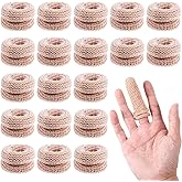 XLIUAX 20Pcs Fingertip Bandages, Cotton Finger Cots, Breathable Elastic Finger Gloves, Reusable Thumb Gloves Protectors Dressing Gauze Skin Color Bandages for Garden Kitchen Sculpture Thumb Sprains
