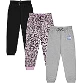 BTween Kids Girls Fashion Stretch Waist Ultra Soft Jogger Pants Set 3 Pack Bundle
