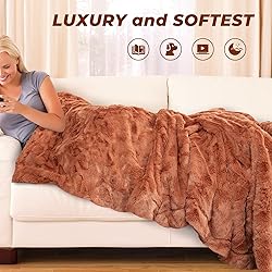 TOONOW Faux Fur Luxury Throw Blanket,Double Side