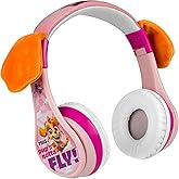 eKids Paw Patrol Skye Liberty Bluetooth Headphones for Kids, Wireless Headphones with Microphone Includes Aux Cord, Earphones for School, Home, or Travel (Paw Patrol Skye Liberty)