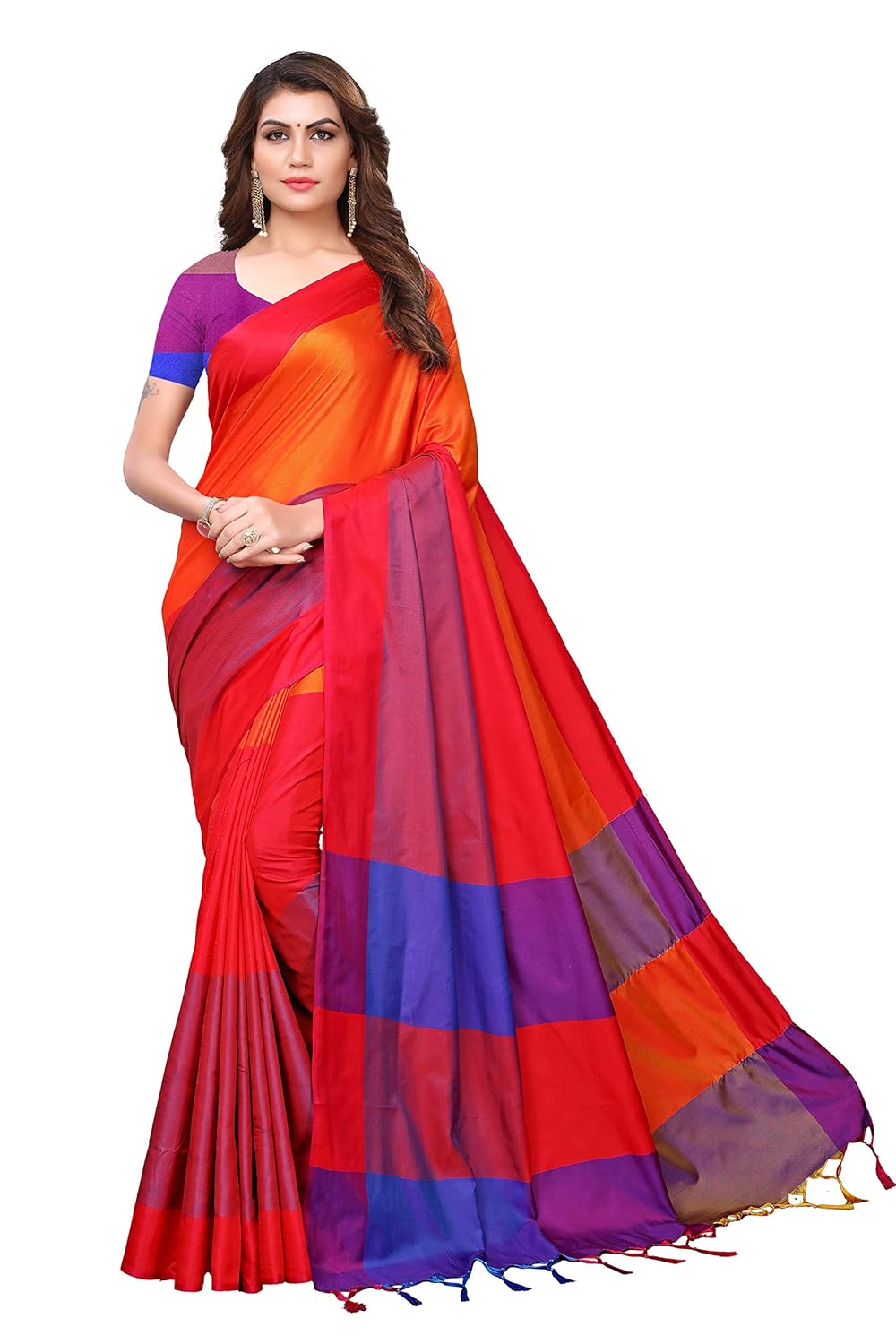 indira designer art silk saree with blouse piece