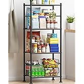 Sakugi Storage Shelves - 4 Tier Shelf Organizer, Sturdy Metal Garage Shelving with Adjustable Leveling Feet, Space-Saving Shelves Organizer for Pantry, Laundry, Kitchen (18" x 12" x 44", Black)