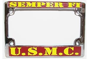 GAIBIJA US Marines Chrome Motorcycle License Plate Semper Fi Frame USMC
