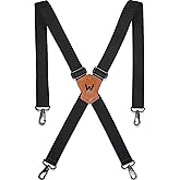 WELKINLAND 1.5Inch Black Suspenders, Heavy Duty Work Suspenders Men, Comfortable Black Suspender Men Belt Loop, Sturdy Suspender Jeans Hooks