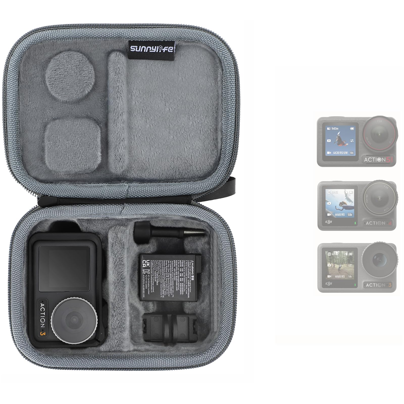 LINGHUANG for DJI OSMO Action 5 Pro 4 3 Case, Storage Bag Carrying Case with Carabiner for DJI OSMO Action 3,4,5 Pro Standard Combo