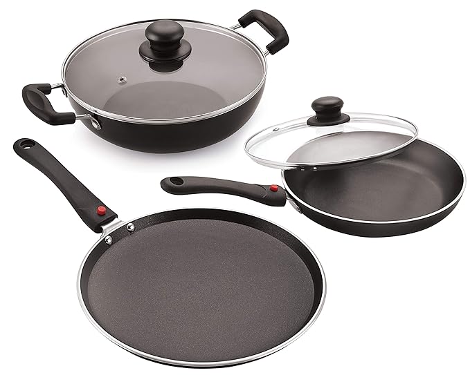 Buy Celebrino 3 Pcs Cooking Pots & Pan Set, Removable HeatResistant