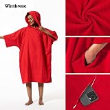Winthome Changing Bath Robe Surf Poncho Towel Hooded M Flame Red view 5
