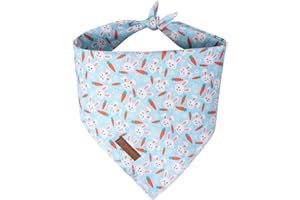 UP URARA PUP Easter Dog Bandana, Easter Triangle Bid Scarf for Small Medium Dog, Cotton Pet Kerchief for Girl Boy Dogs or Cats, Cute Carrot & Bunny Dog Bandana, Comfortable Easter Dog Bandana