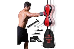 Boxerpoint Bag for Boxing - Premium Punching Bags - Durable PU Leather & Adjustable Cords Double Ended Punching Bag, Speed Bags for Adults & Kids, Boxing Equipment
