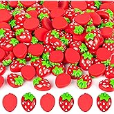 100 Pcs Mini Resin Strawberry Charms, Cute Flat Back Strawberry Beads Bulk Embellishments for DIY Crafts, Scrapbooking, Hair Clips, Photo Frames, Phone Cases, Jewelry Boxes, Stationery Boxes