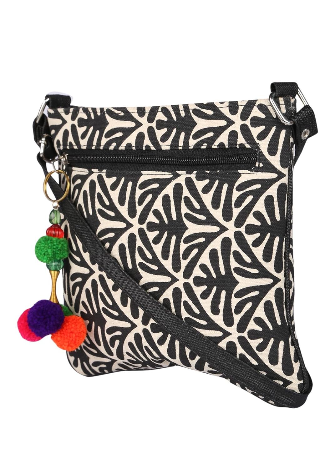 pick pocket women's sling bag (black & beige,slboss92)